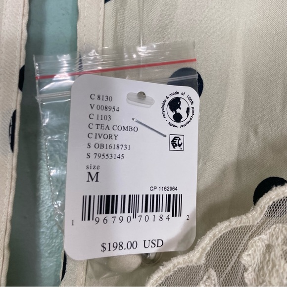 Free People Butterfly Babe Midi Dress Cream Black Polka Dot Medium Tea Combo - Picture 4 of 7